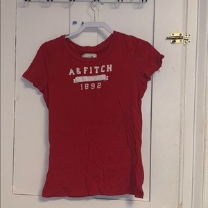 Red a&f  shirt with white stitching